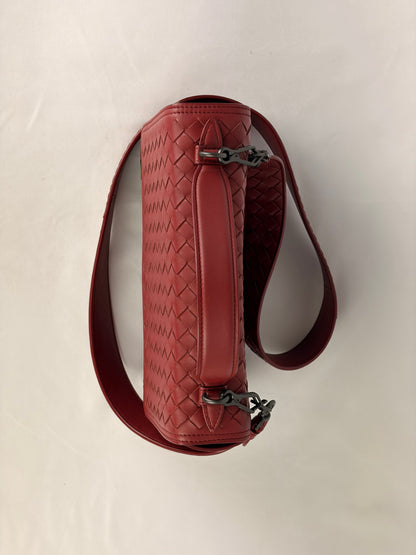 Bottega Veneta Intrecciato Crossbody Bag Burgundy Leather