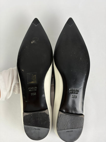 Prada Two-Tone Pointed-Toe Pumps, Black & White Patent Leather - 5.5 UK