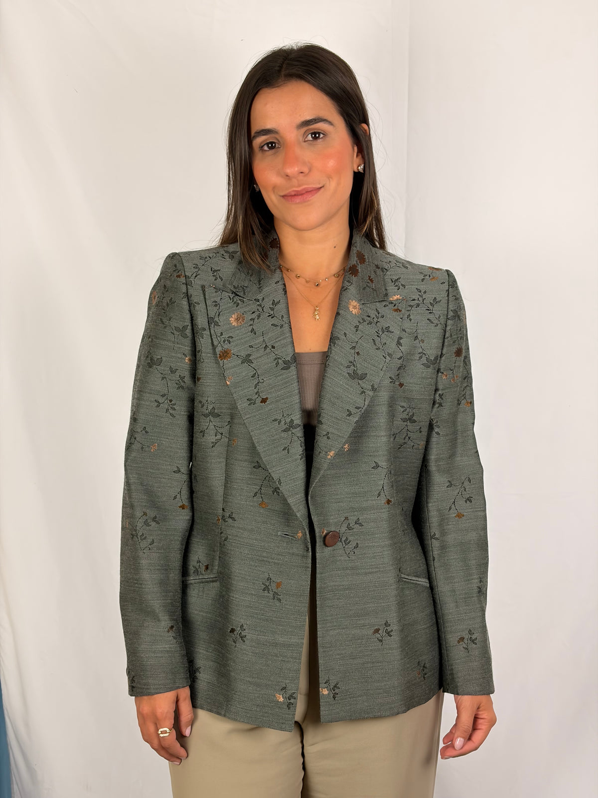 Givenchy Floral Jacquard Blazer, Grey (Vintage) - IT 42