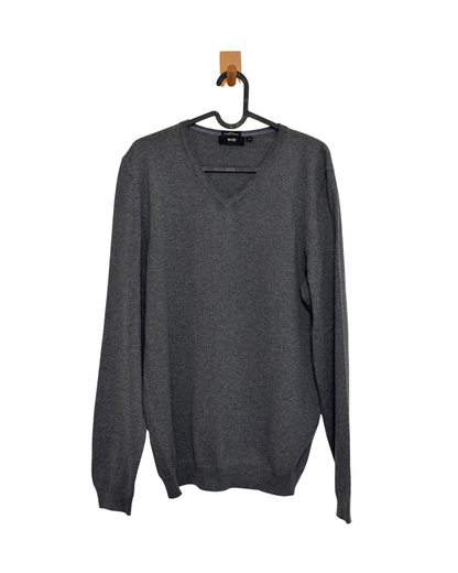 MENSWEAR - BOSS merino wool grey jumper - L