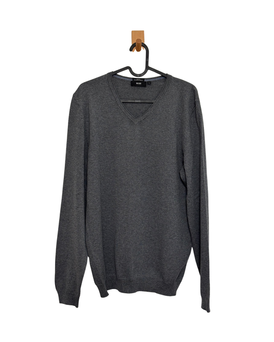 MENSWEAR - BOSS merino wool grey jumper - L