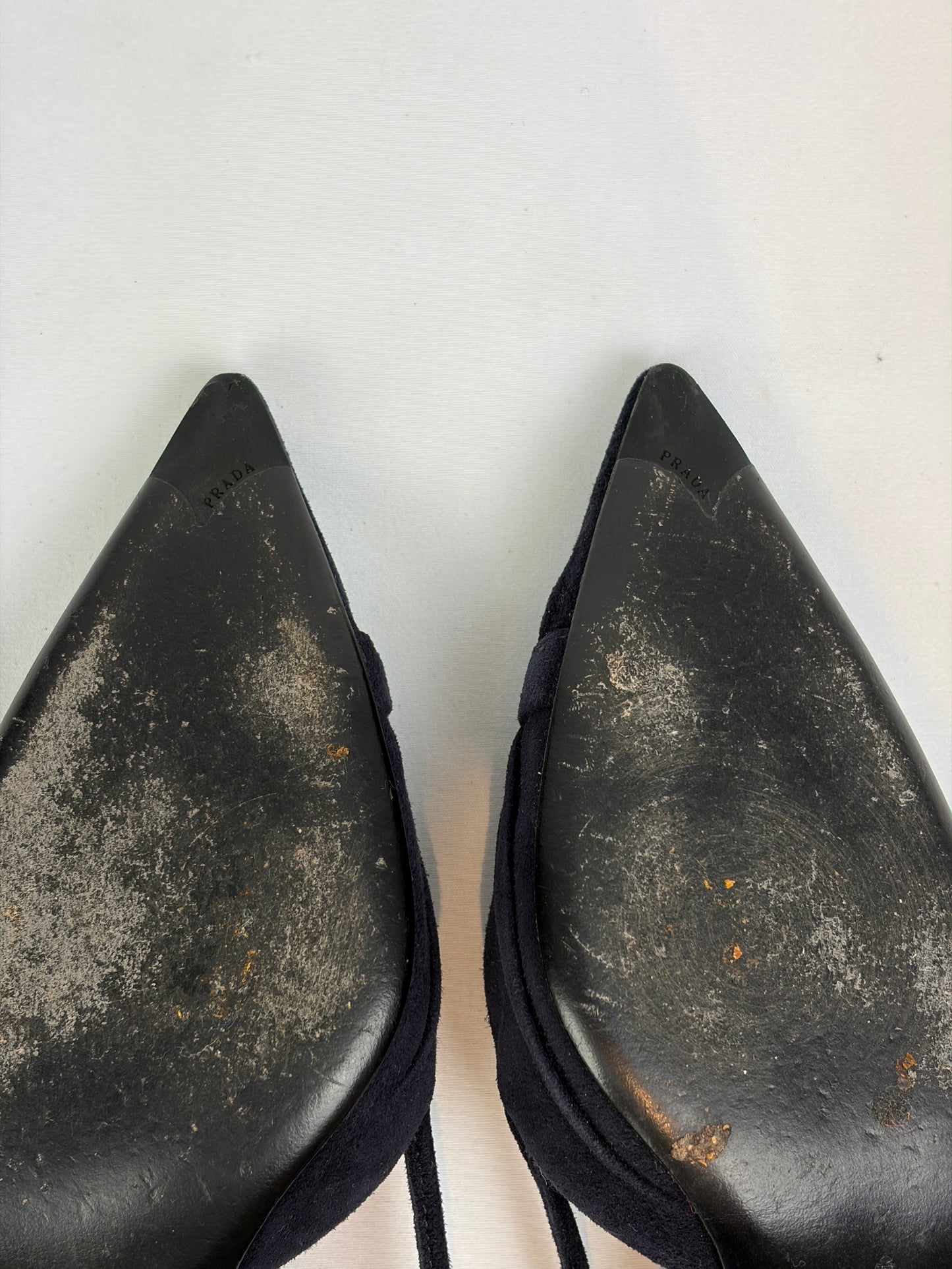 Prada Black Suede Strappy Slingback Heels - 5 UK