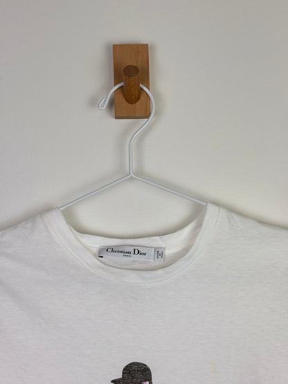 Christian Dior "C'est Non" Illustration Graphic T-Shirt Cotton Linen White - S