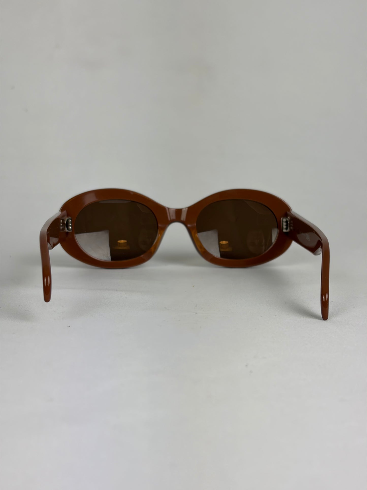 CELINE Triomphe CL40194U Oval Acetate Sunglasses - Brown