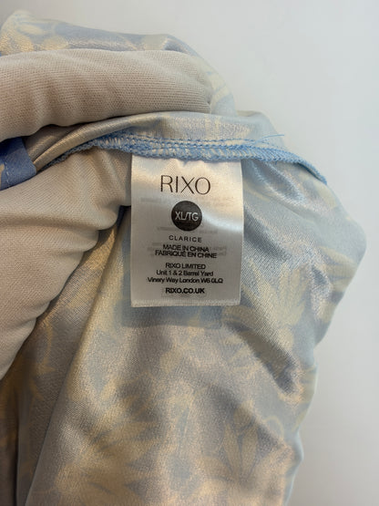 RIXO Blue Daisy Print Lace Trim Maxi Dress — XL / UK 16