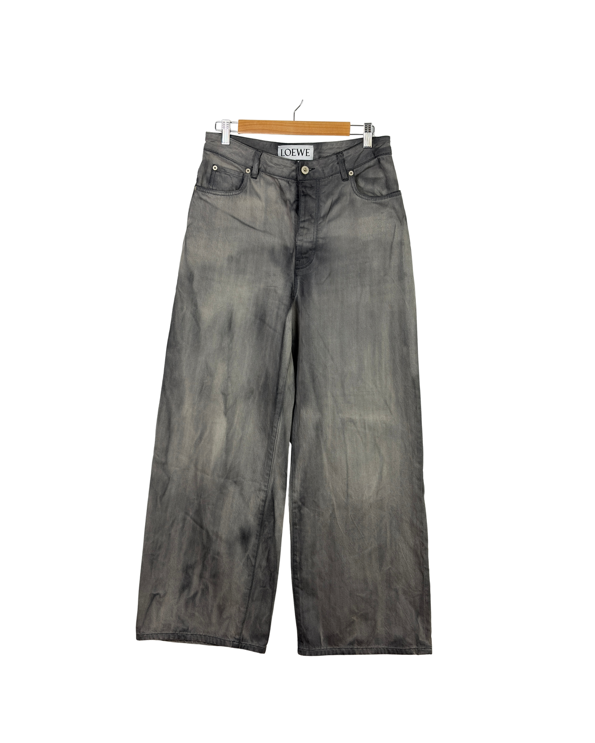 LOEWE Grey Washed Wide-Leg Denim Jeans - 40 EU