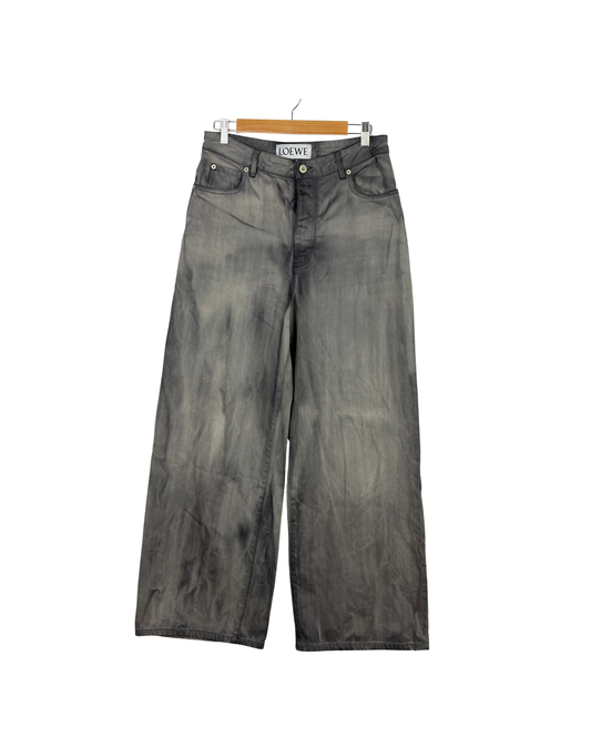 LOEWE Grey Washed Wide-Leg Denim Jeans - 40 EU
