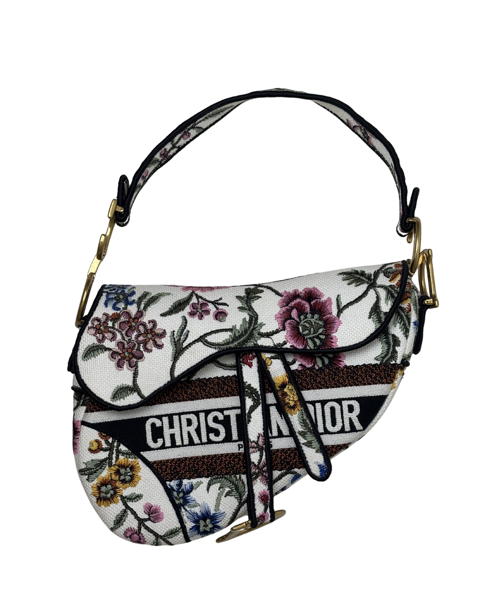 Dior Saddle Bag Multicolor Millefiori Embroidery Canvas Antique Gold Hardware