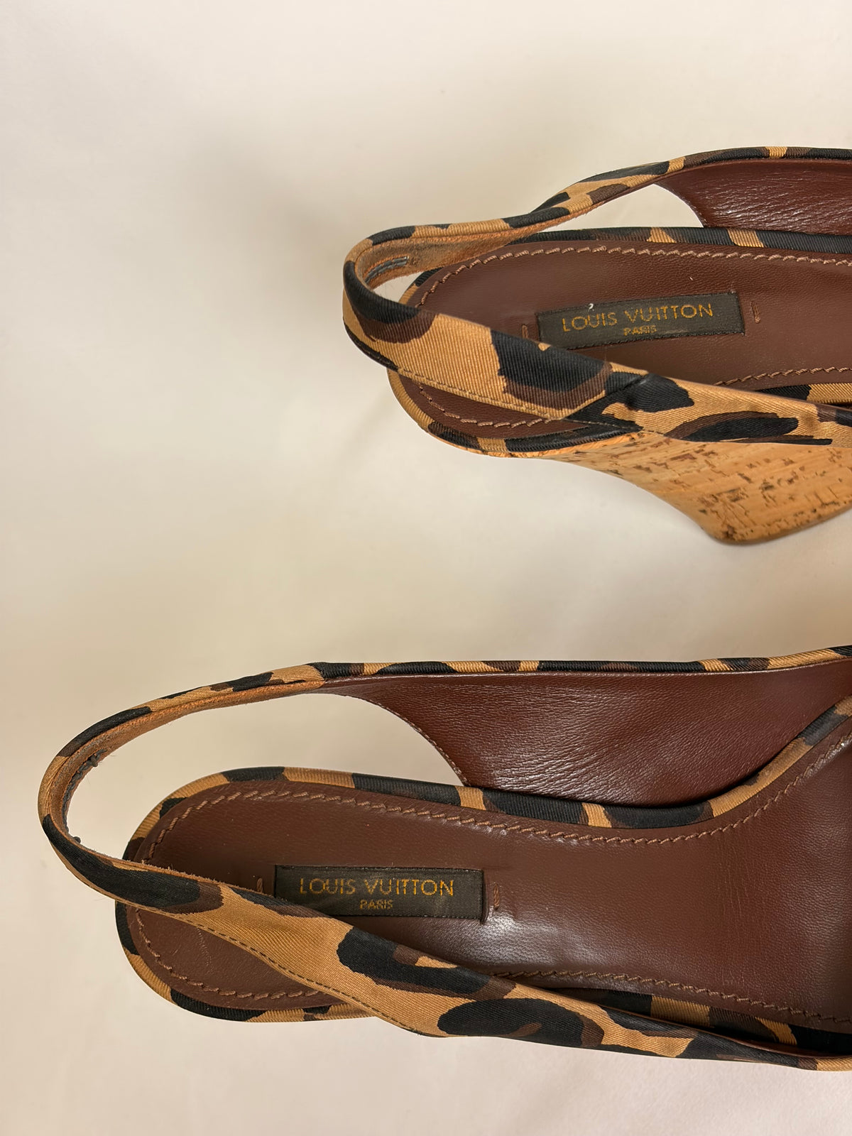 Louis Vuitton Leopard-Print Bow Platform Wedge Slingback Sandals - 5.5 UK