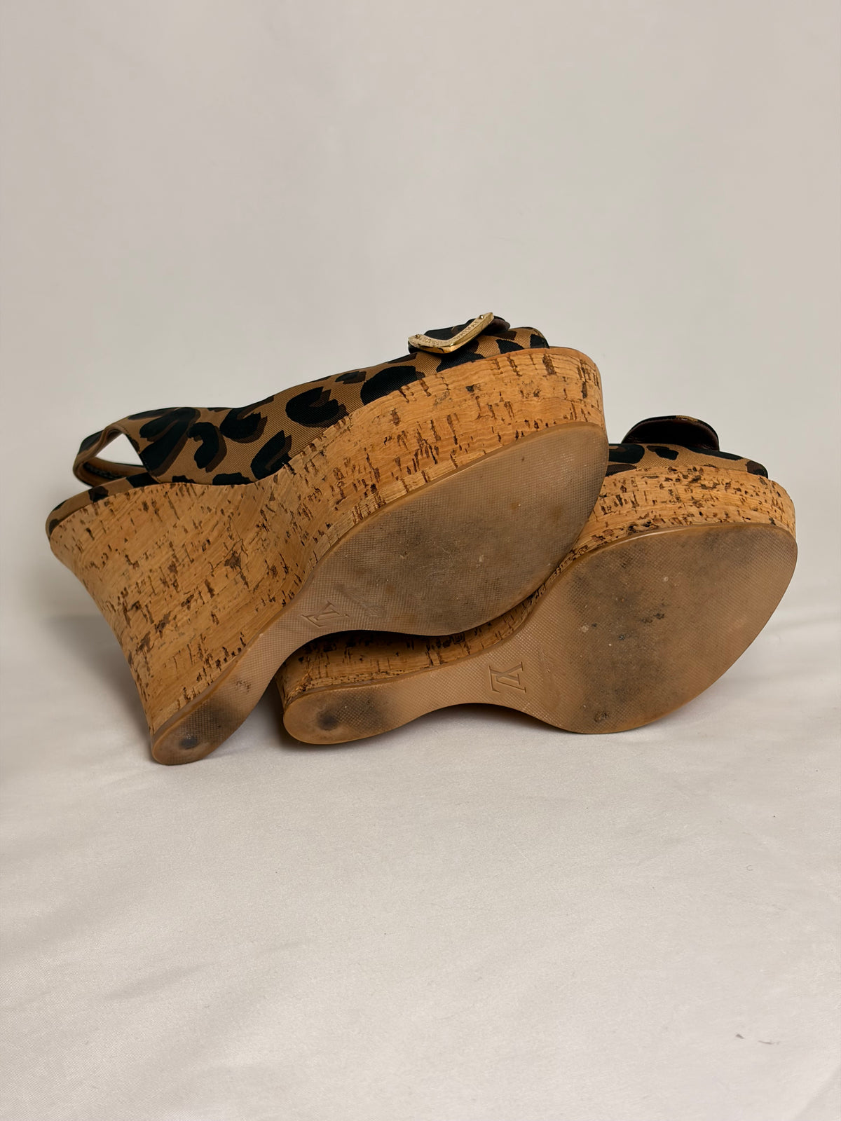 Louis Vuitton Leopard-Print Bow Platform Wedge Slingback Sandals - 5.5 UK