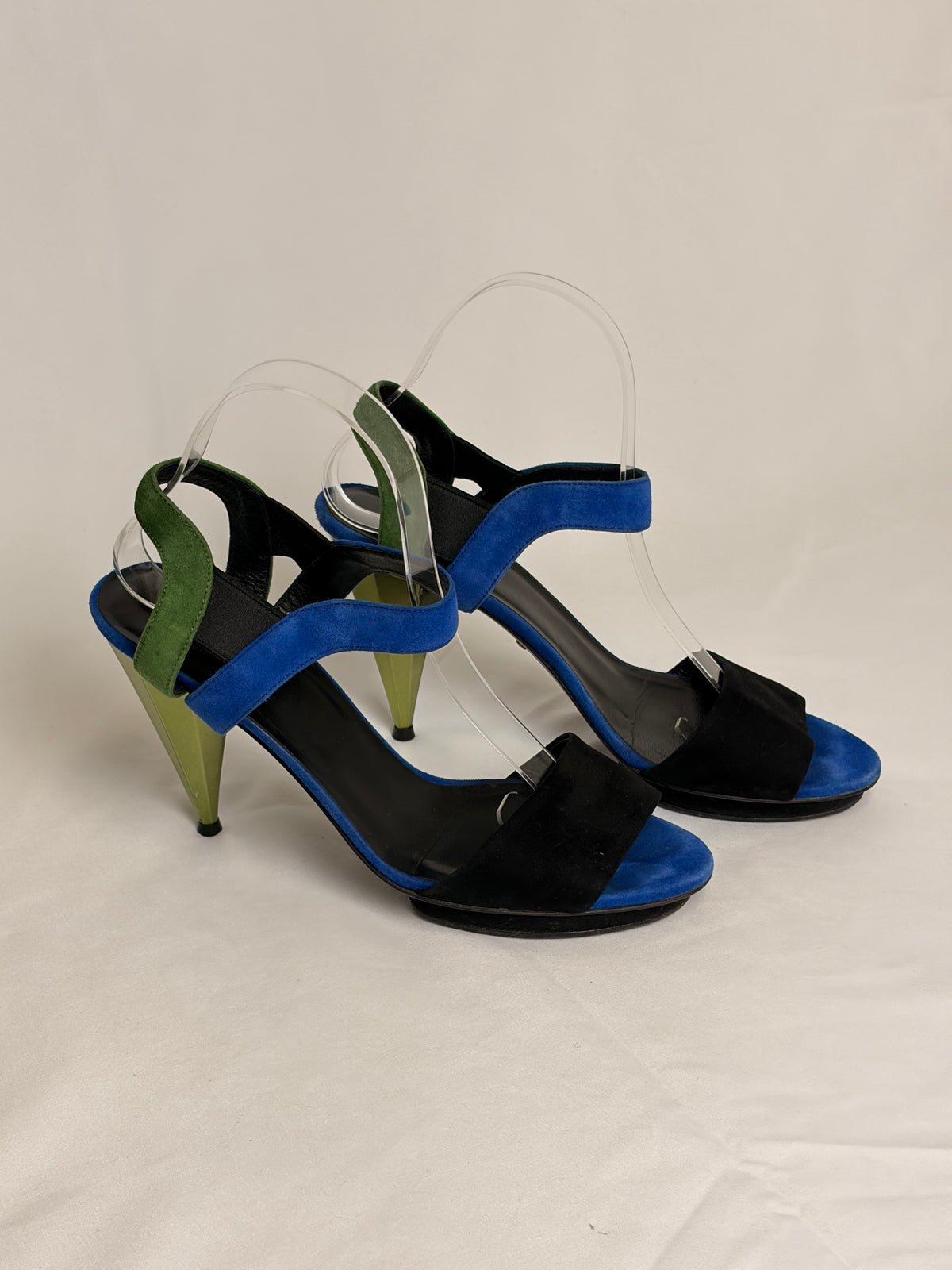 Gucci Eldan Kidskin Suede Cone-Heel Sandals - 5 UK
