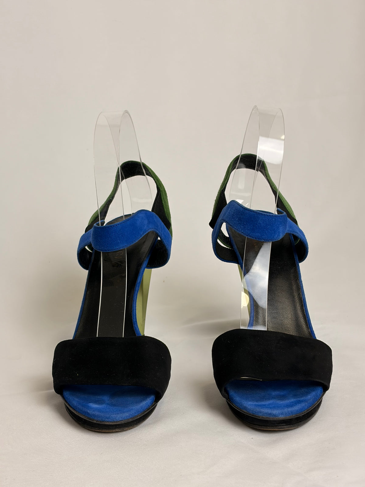 Gucci Eldan Kidskin Suede Cone-Heel Sandals - 5 UK