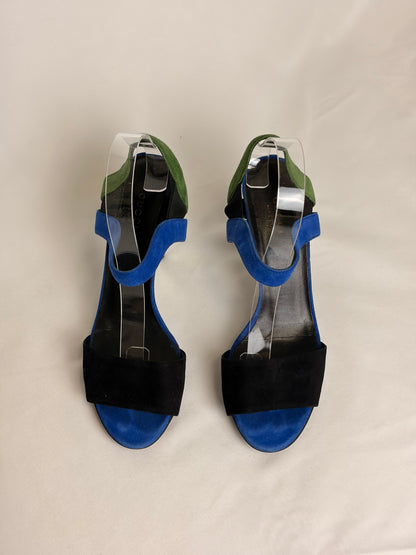 Gucci Eldan Kidskin Suede Cone-Heel Sandals - 5 UK