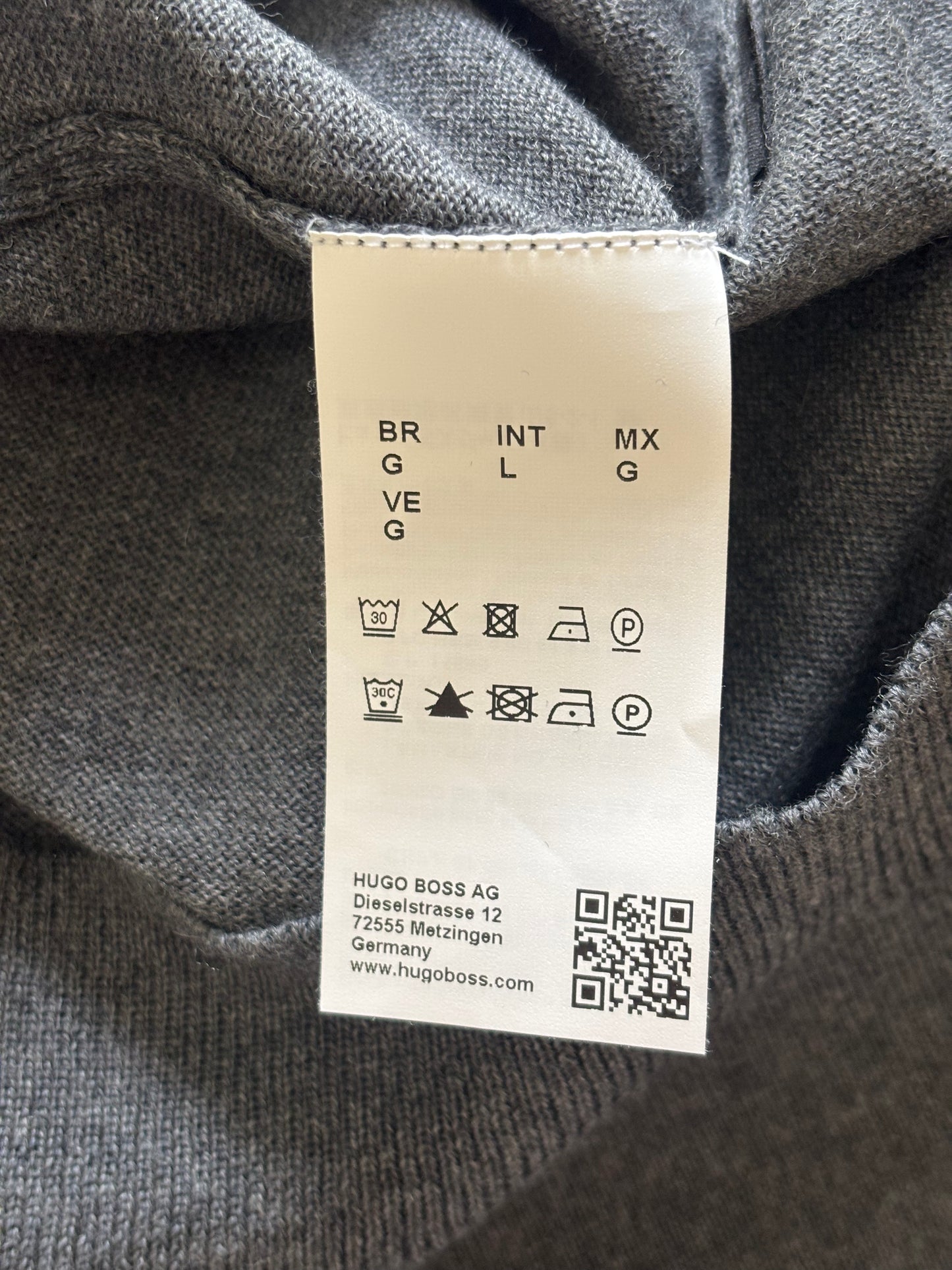MENSWEAR - BOSS merino wool grey jumper - L