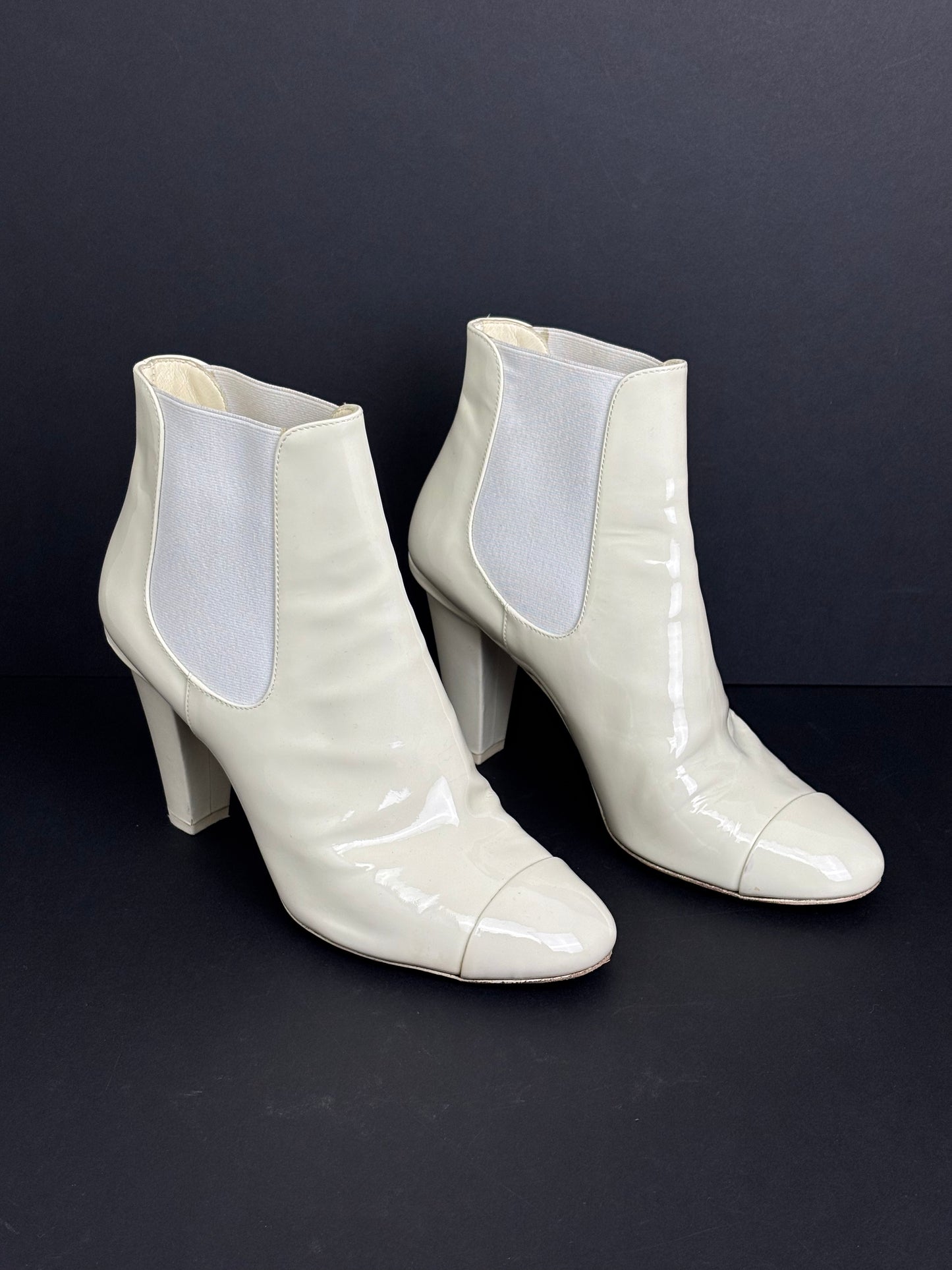 Chanel cream ankle boots - 6 UK