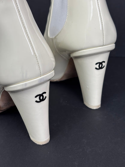 Chanel cream ankle boots - 6 UK