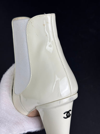 Chanel cream ankle boots - 6 UK