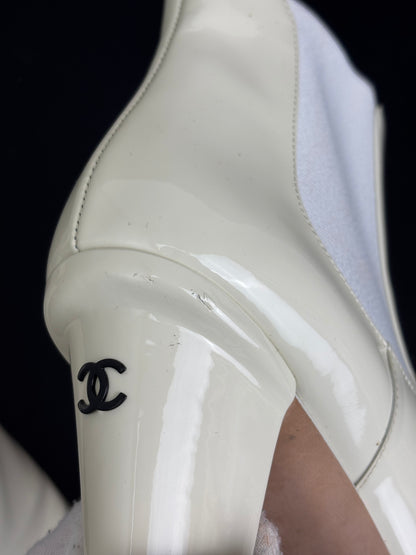 Chanel cream ankle boots - 6 UK