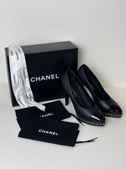 Chanel Chain-Trim Platform Pumps - 5.5 UK