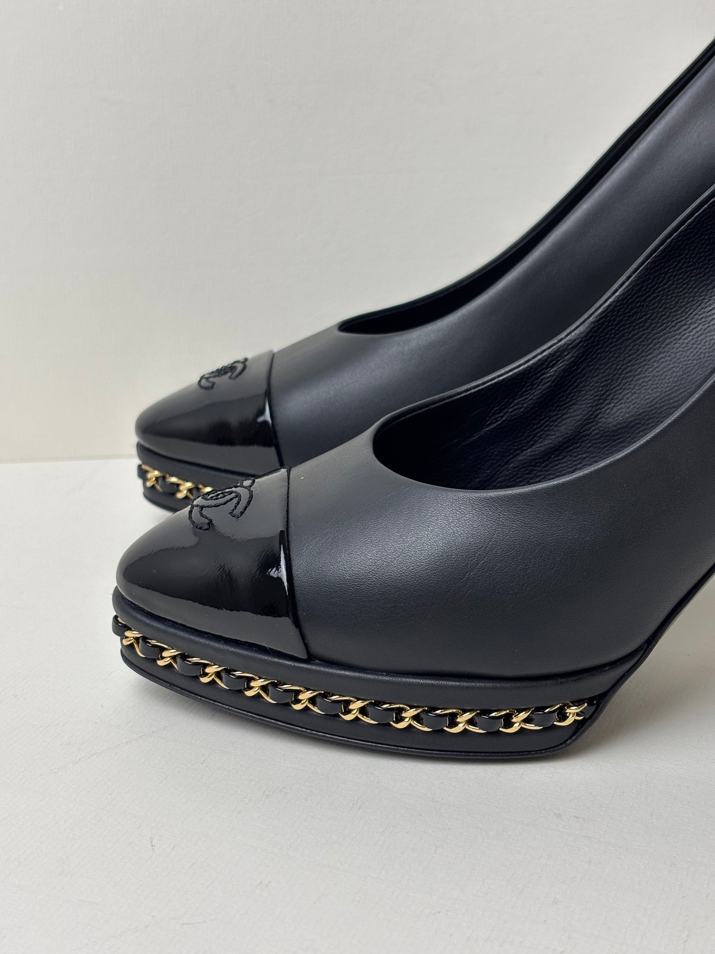 Chanel Chain-Trim Platform Pumps - 5.5 UK