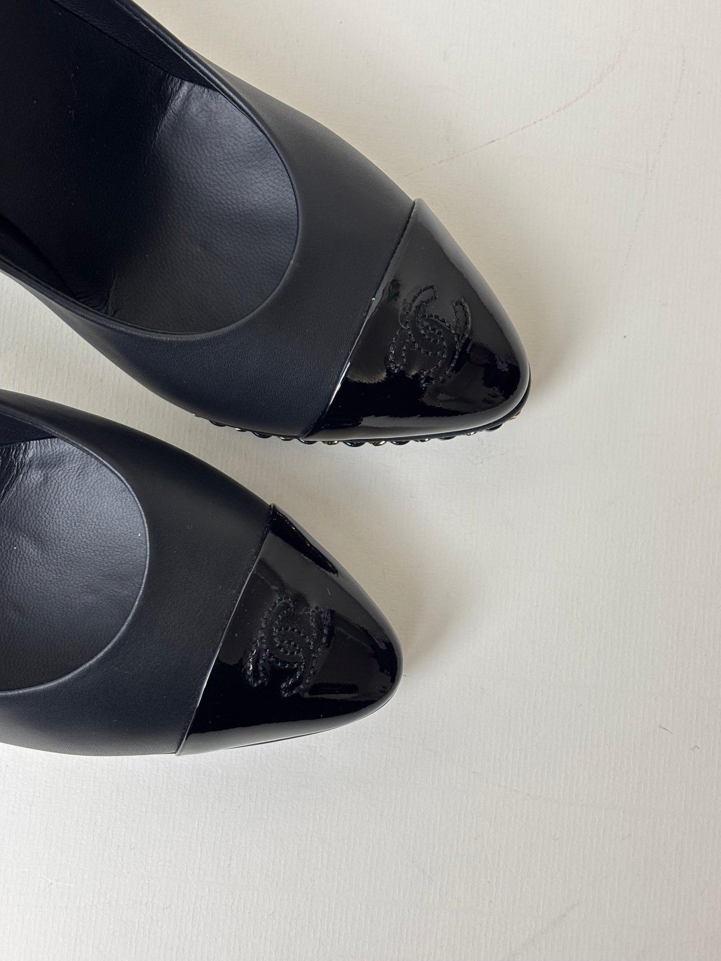 Chanel Chain-Trim Platform Pumps - 5.5 UK