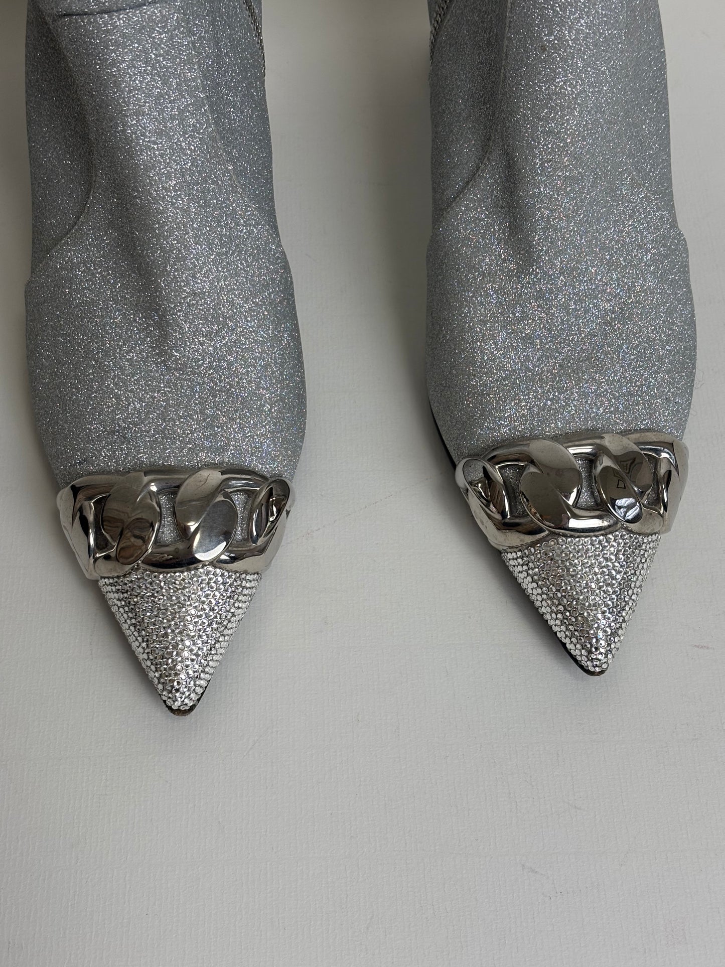 Casadei silver glitter ankle boots - 5 UK