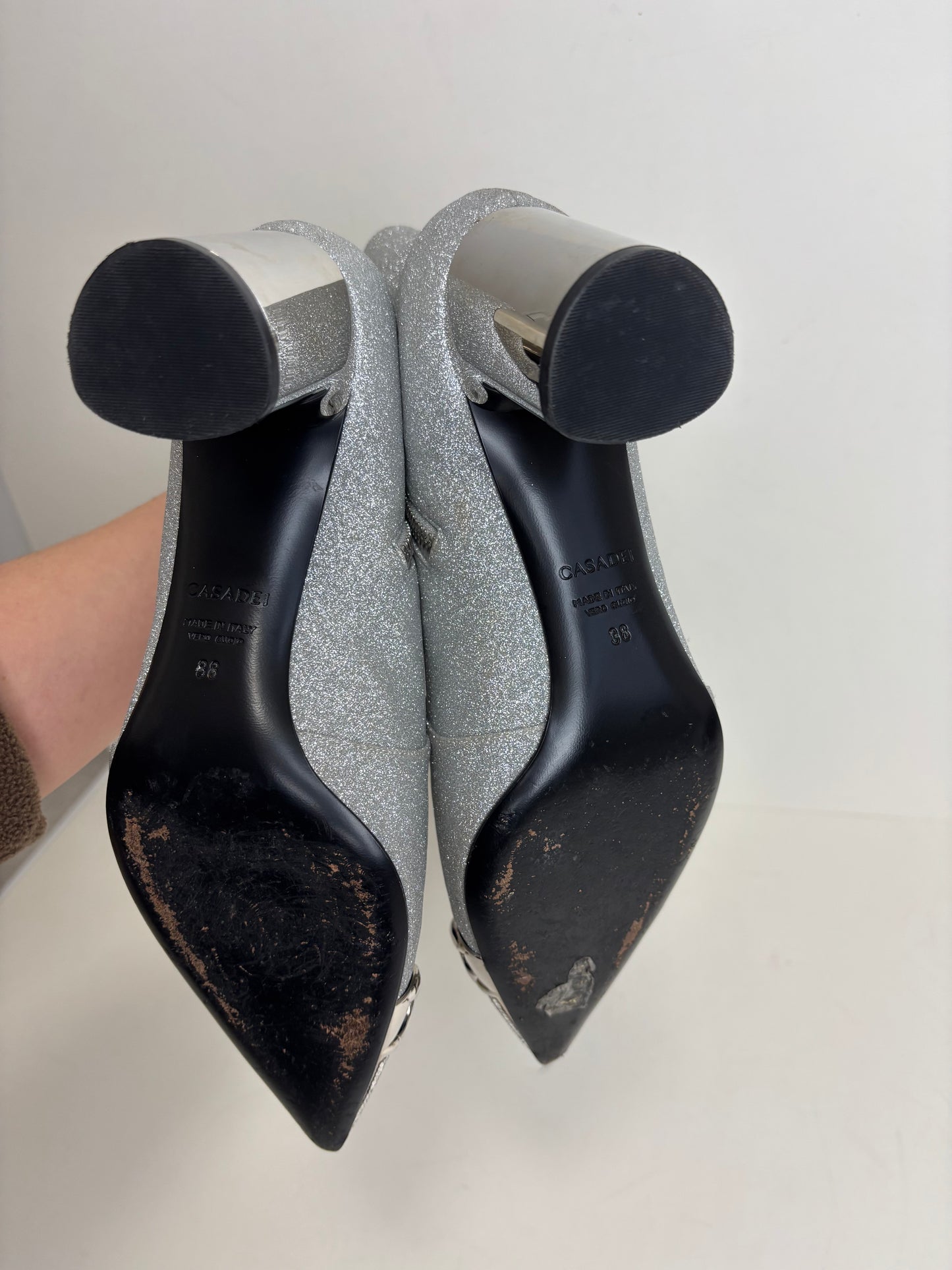Casadei silver glitter ankle boots - 5 UK
