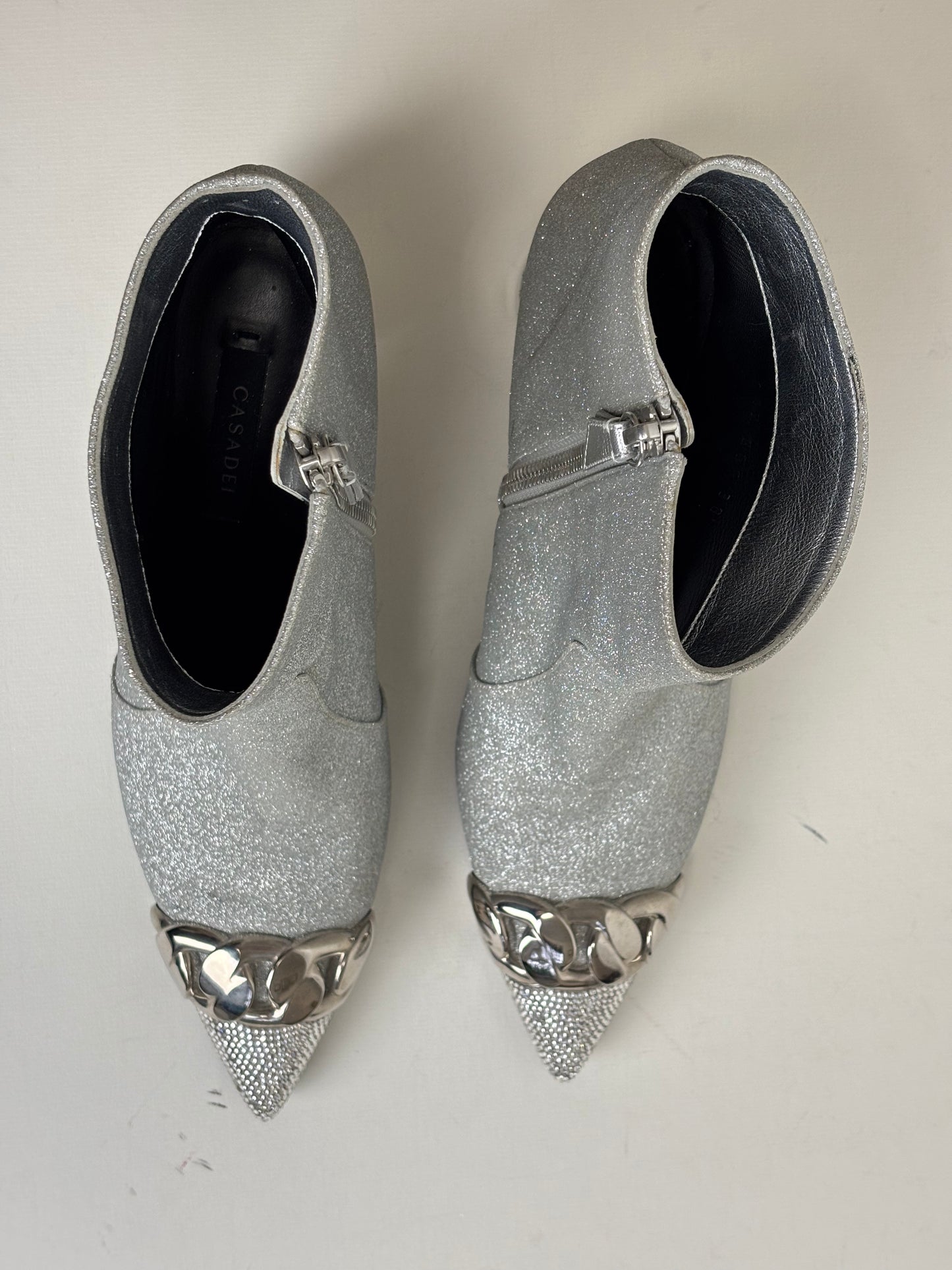 Casadei silver glitter ankle boots - 5 UK