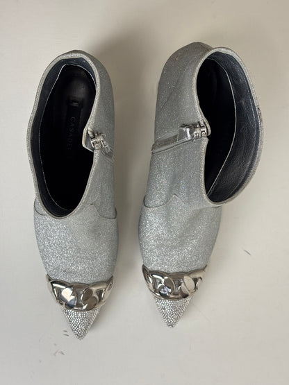 Casadei silver glitter ankle boots - 5 UK