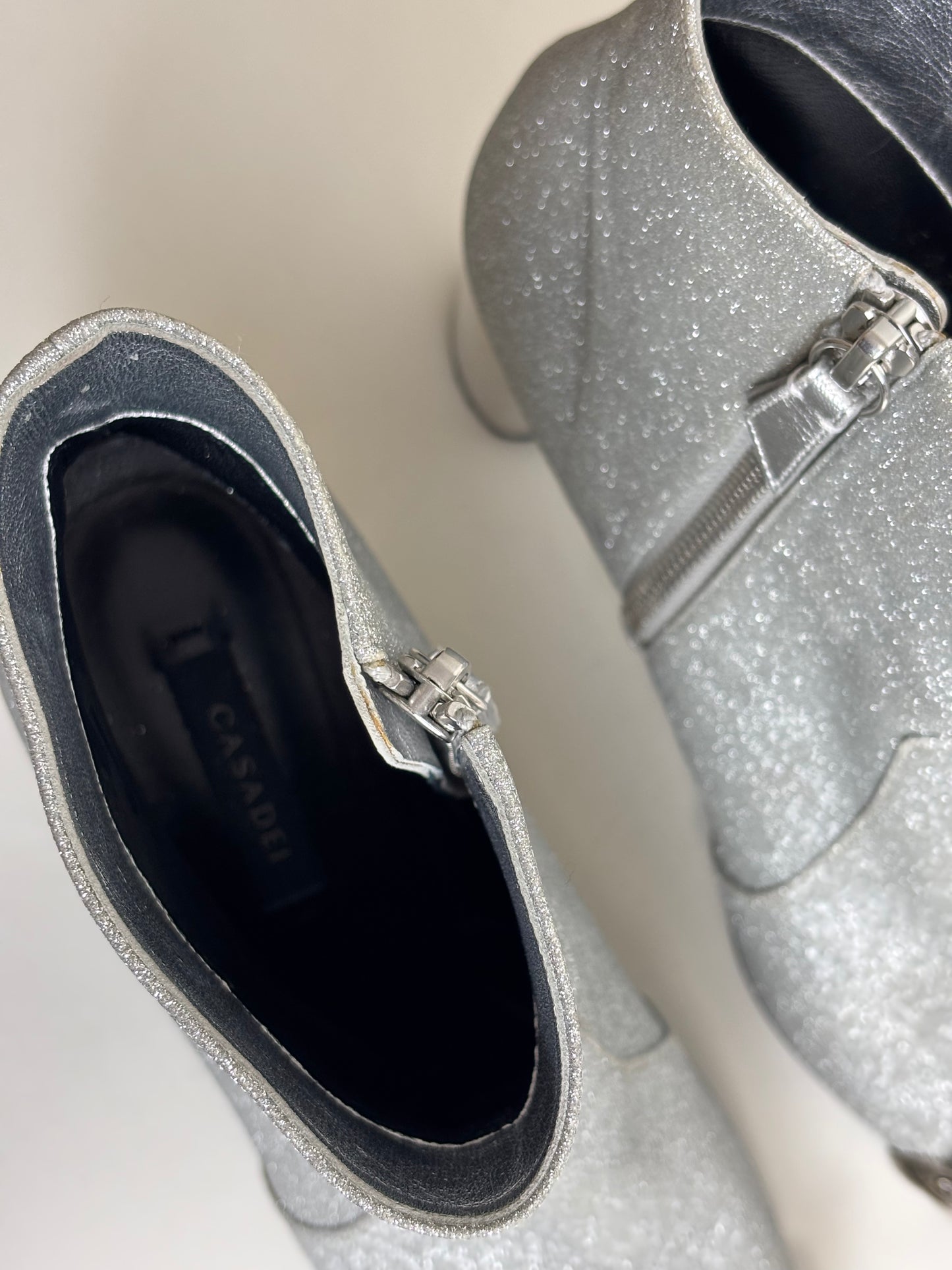 Casadei silver glitter ankle boots - 5 UK