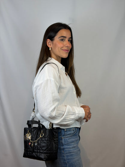 Dior Small Toujours Vertical Black Bag Cannage Calfskin